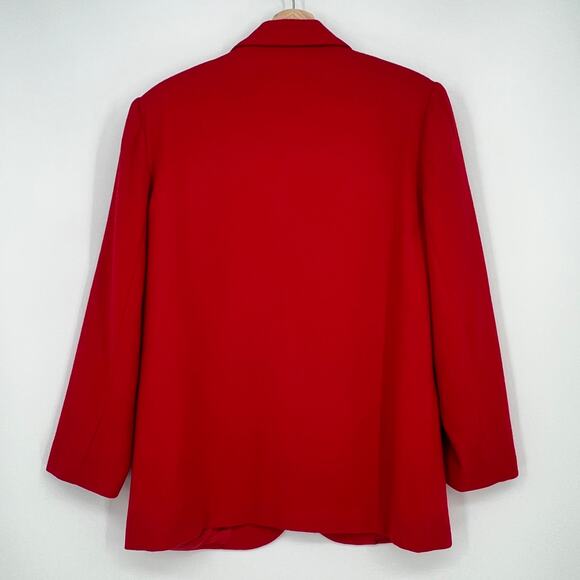 Vtg Sag Harbor Wool Blazer Womens 8 Red One Button Boxy Single Breasted Jacket - Picture 2 of 11